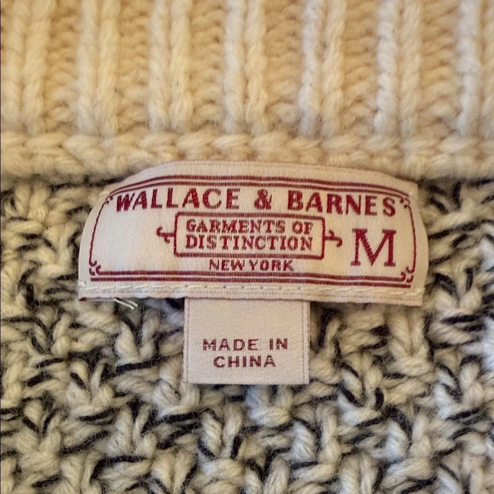 J. Crew x Wallace & Barnes Ivory and Charcoal Knit Crewneck Sweater